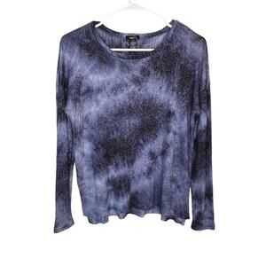 RUE21 Vintage Funky 1990's Blue Tie Dye Crew Neck Shirt Long Sleeve Size XS